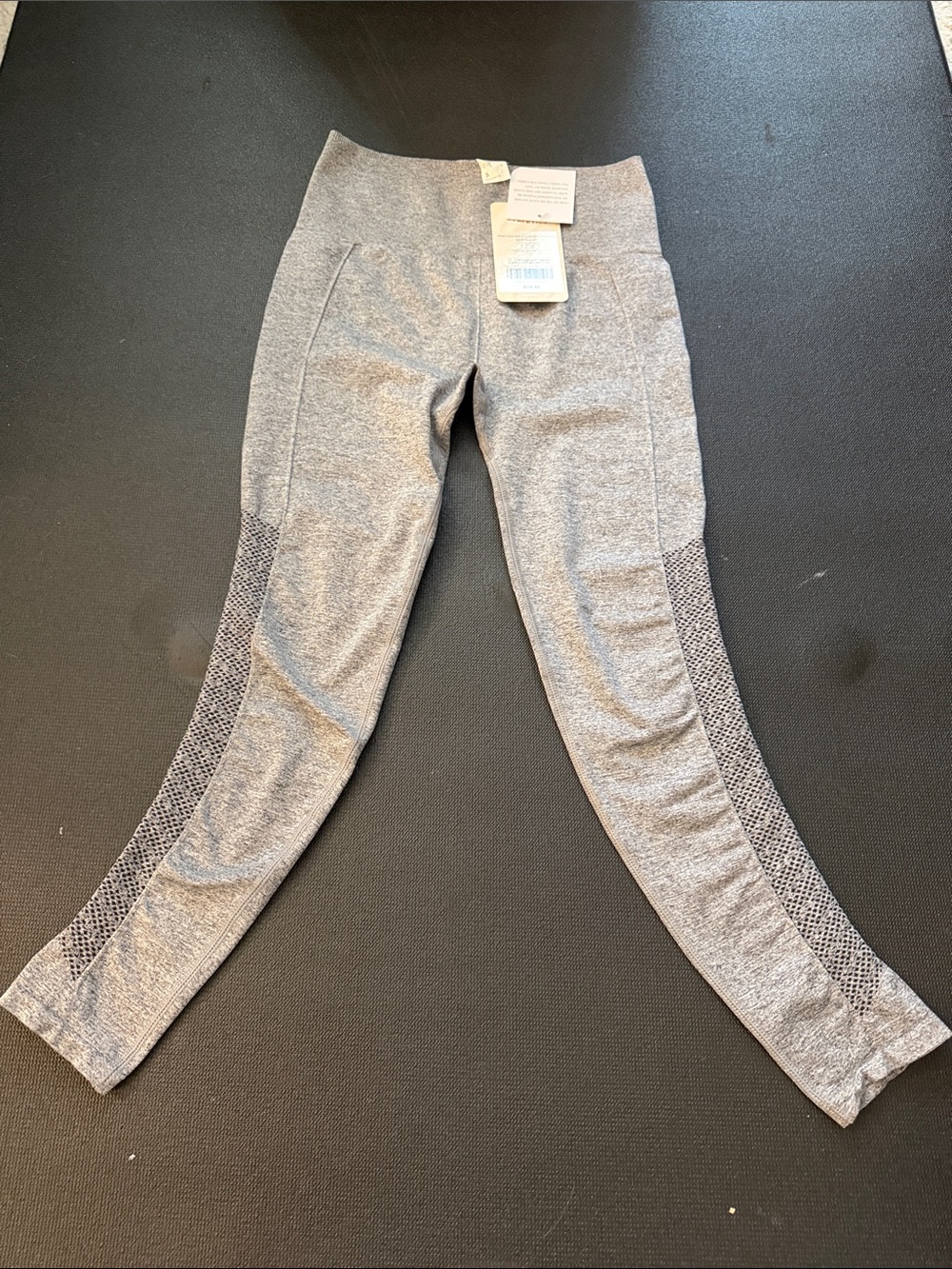 Fabletics Heather Gray High-Waist Seamless Leggings with Mesh Panels NWT size s